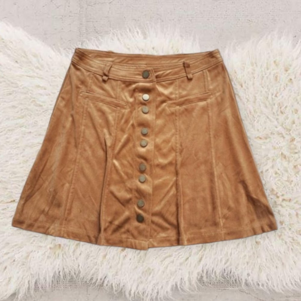 SUPER Soft Y2K buttery Faux Suede Camel Skater Skirt- XS - Picture 10 of 16